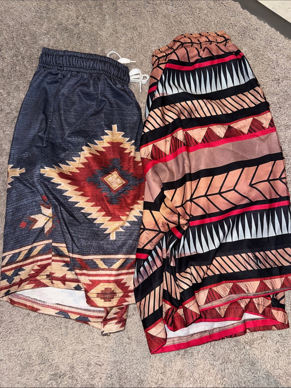 Men’s Tribal Print Swim Shorts - Red, Black & Tan